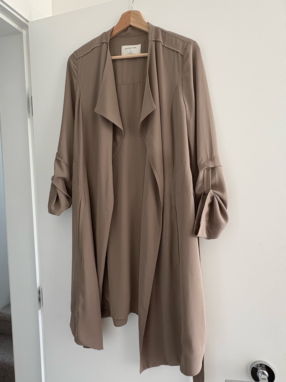 Aritzia (Babaton) Taupe Drape Front Trench Coat